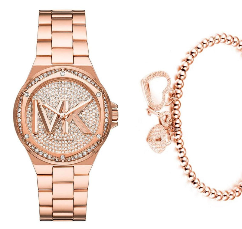 Michael Kors Lennox Three Hand Rose Gold Dial Rose Gold Steel Strap Watch For Women - MK7230 Buy Now By Michael Kors