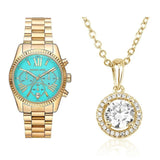 Michael Kors Lexington Chronograph Blue Dial Gold Steel Strap Watch For Women - MK7216 Buy Now By Michael Kors