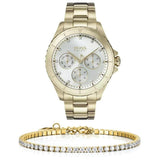 Hugo Boss Premiere White Dial Gold Steel Strap Watch for Women - 1502445