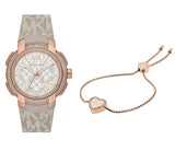 Michael Kors Sidney Chronograph White Dial Beige Leather Strap Watch For Women - MK6949 Buy Now By Michael Kors