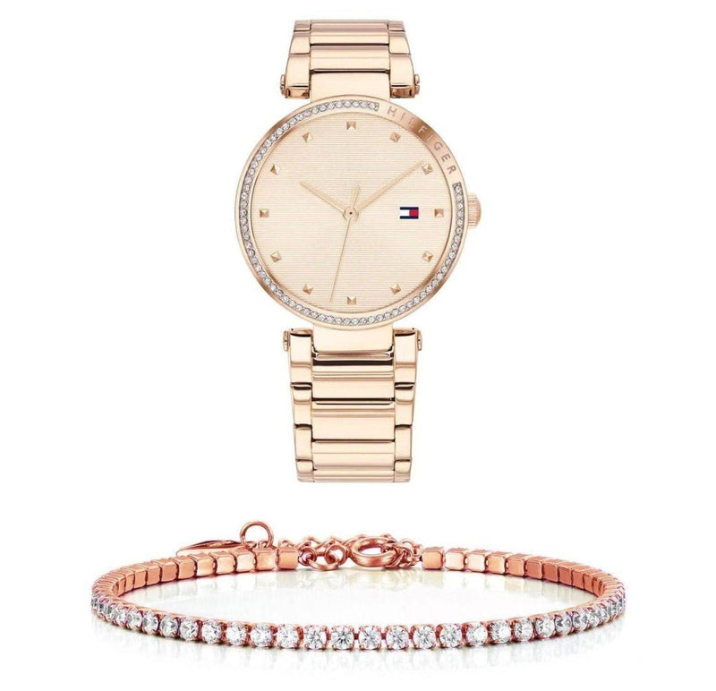 Tommy Hilfiger Lynn Quartz Rose Gold Dial Rose Gold Steel Strap Watch For Women - 1782237