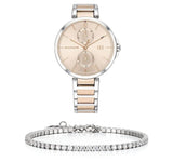 Shop Tommy Hilfiger Angela Chronograph Pink Dial Two Tone Steel Strap Watch for Women - 1782127 in USA