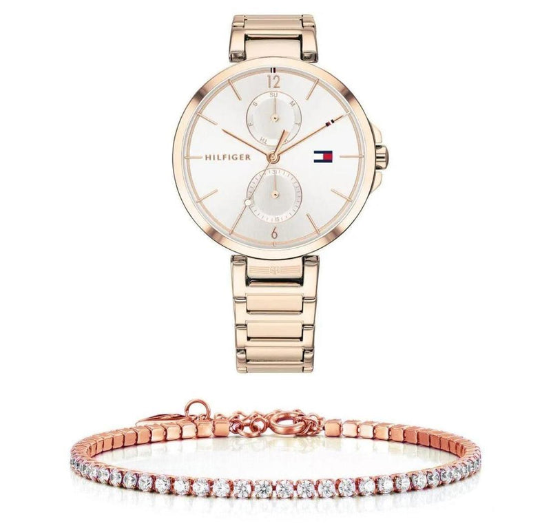 Shop Tommy Hilfiger Angela Quartz White Dial Rose Gold Steel Strap Watch for Women - 1782124 in USA