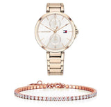 Tommy Hilfiger Angela Quartz White Dial Rose Gold Steel Strap Watch for Women - 1782124