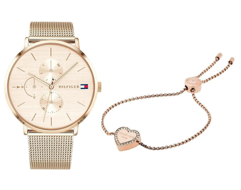 Tommy Hilfiger Jenna Quartz Rose Gold Dial Rose Gold Mesh Bracelet Watch For Women - 1781944