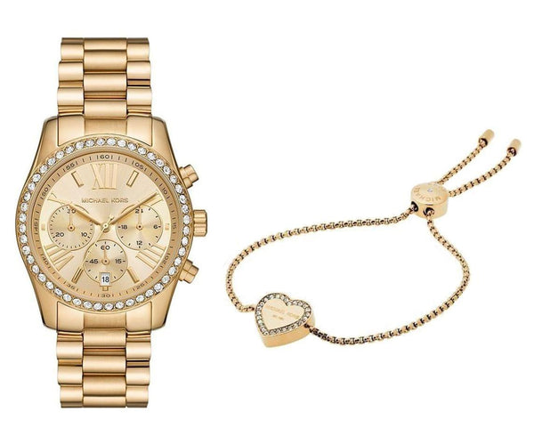 Michael Kors Lexington Chronograph Gold Dial Gold Steel Strap Watch For Women - MK7377 Buy Now By Michael Kors