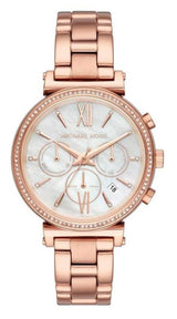 Michael Kors Sofie Chronograph Mother of Pearl White Dial Rose Gold Steel Strap Watch For Women - MK6576 Buy Now By Michael Kors