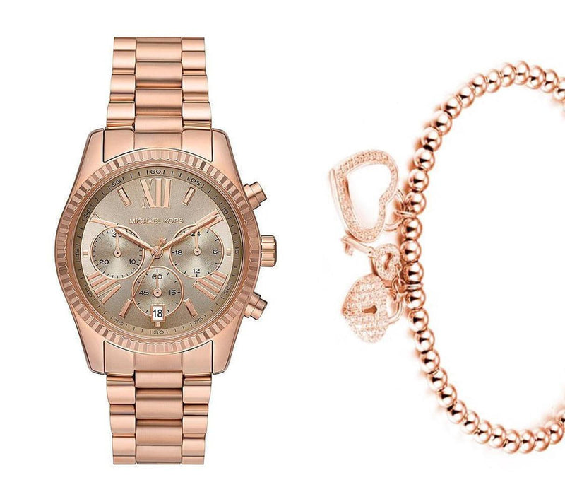 Michael Kors Lexington Chronograph Grey Dial Rose Gold Steel Strap Watch For Women - MK7217 Buy Now By Michael Kors