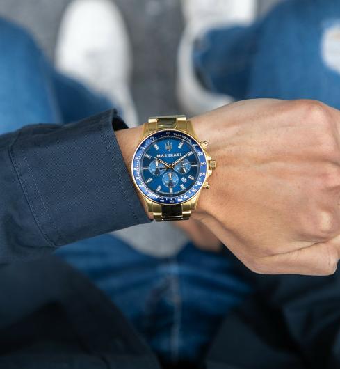 Maserati SFIDA Analog Blue Dial Gold Stainless Steel Watch For Men - R8873640008 Buy Now By Maserati