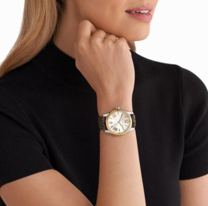 Michael Kors Lexington Silver Dial Brown Leather Strap Watch For Women - MK4745 Buy Now By Michael Kors