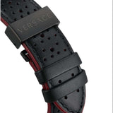 Versace V-Racer Aion Chronograph Black Dial Black Leather Strap Watch for Men - VBR030017