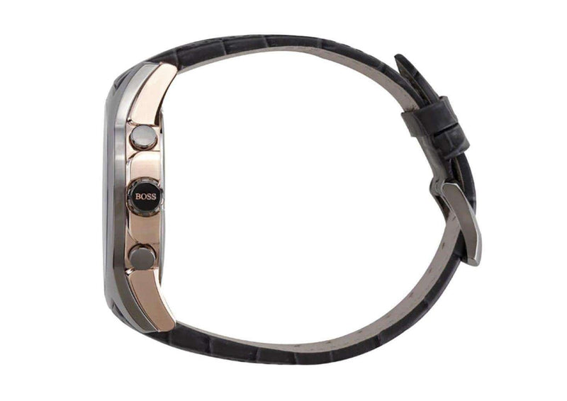 Hugo Boss Onyx Grey Dial Black Leather Strap Watch for Men - 1513366 Buy Now By Hugo Boss