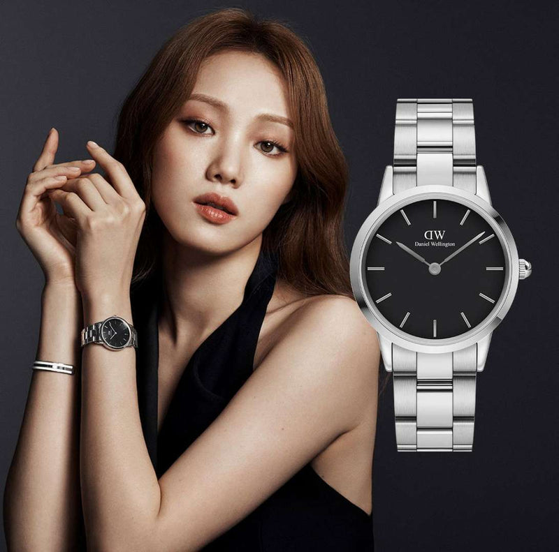 Daniel Wellington Iconic Link Black Dial Silver Steel Strap Watch For Women - DW00100206 Buy Now By Daniel Wellington