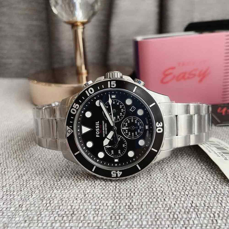 Fossil FB-03 Chronograph Black Dial Silver Steel Strap Watch for Men - FS5725 Buy Now By Fossil