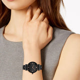 Emporio Armani Gianni T Bar Black Dial Black Steel Strap Watch For Women - AR11245