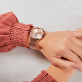 Michael Kors Portia Rose Gold Dial Rose Gold Mesh Bracelet Watch for Women - MK3845 Buy Now By Michael Kors
