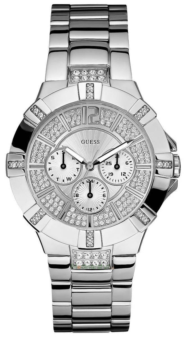 Shop Guess Vista Diamonds Silver Dial Silver Steel Strap Watch for Women - W12080L1 in USA