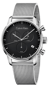Calvin Klein City Chronograph Black Dial Silver Mesh Bracelet Watch for Men - K2G27121 Buy Now By Calvin Klein