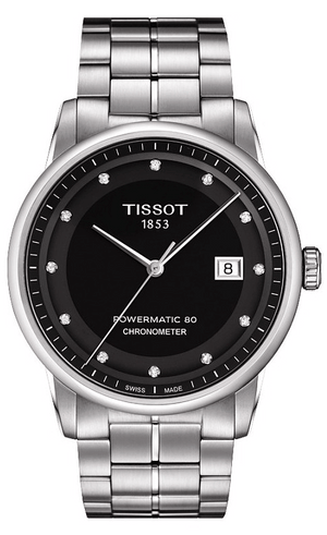 Tissot T Classic Luxury Powermatic 80 Black Dial Silver Steel Strap Watch For Men - T086.408.11.056.00