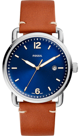 Shop Fossil Commuter Blue Dial Blue Leather Strap Watch for Men - FS5325 in USA