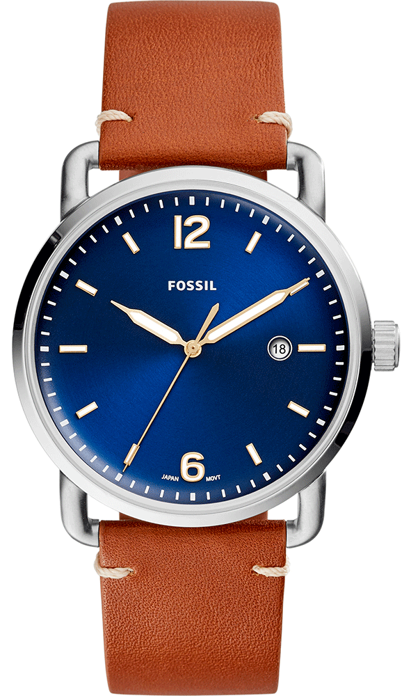 Shop Fossil Commuter Blue Dial Blue Leather Strap Watch for Men - FS5325 in USA