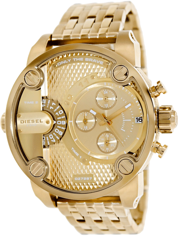 Diesel Big Daddy Analog Gold Dial Gold Stainless Steel Watch For Men - DZ7287