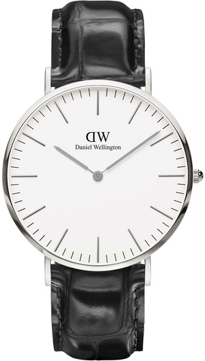 Daniel Wellington Classic York White Dial Black Leather Strap Watch For Men - DW00100025