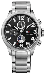 Shop Tommy Hilfiger Jackson Quartz Black Dial Silver Steel Strap Watch for Men - 1791243 in USA