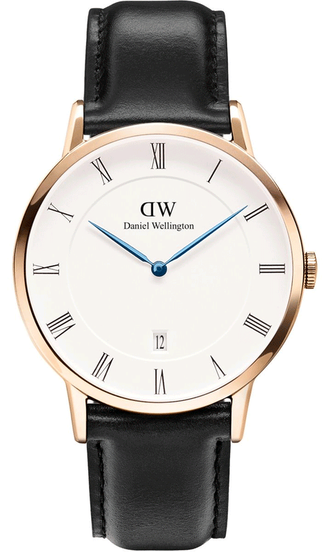 Daniel Wellington Classic Sheffield White Dial Black Leather Strap Watch For Men - DW00100084