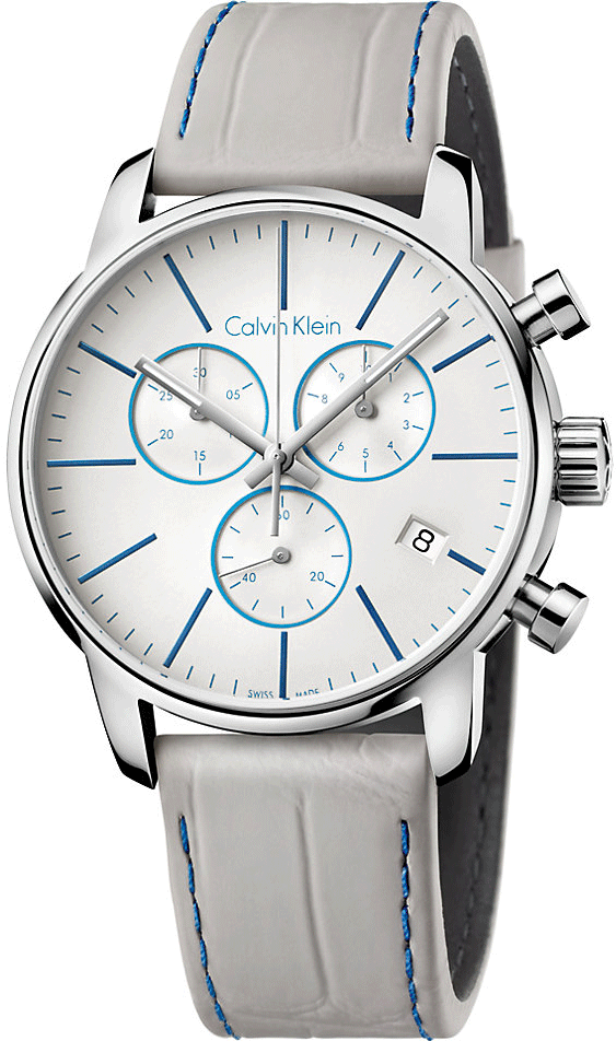 Shop Calvin Klein City Chronograph White Dial White Leather Strap Watch for Men - K2G271Q4 in USA
