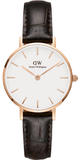 Daniel Wellington Classic Petite York White Dial Brown Leather Strap Watch For Women - DW00100232
