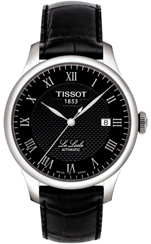 Tissot T Classic Le Locle Automatic Black Dial Black Leather Strap Watch For Men - T41.1.423.53