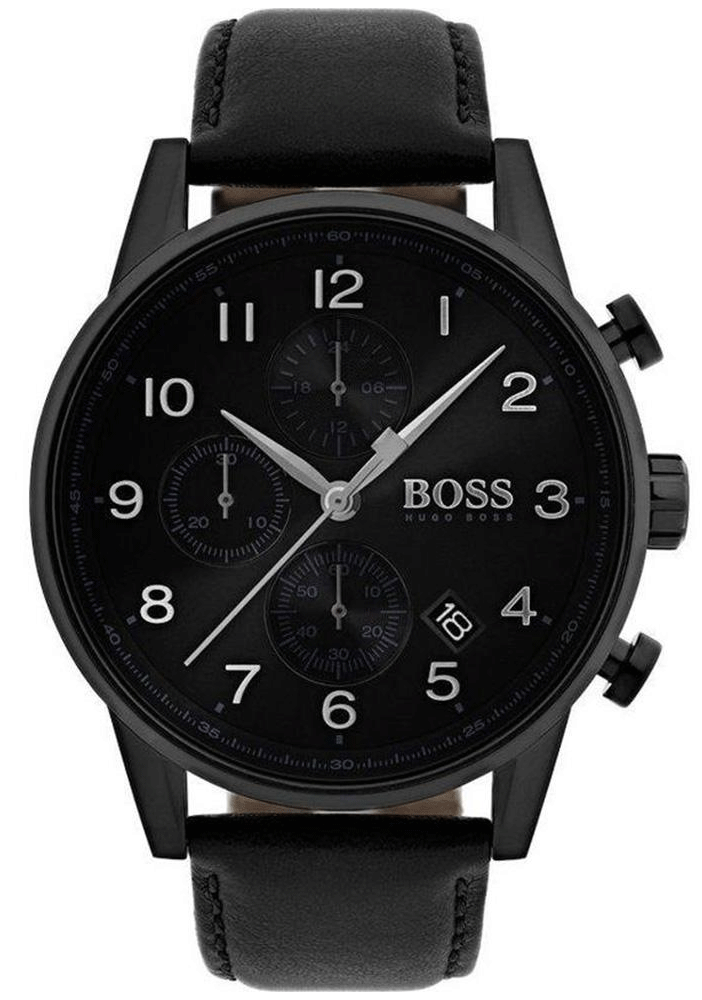 Hugo Boss Navigator Black Dial Black Leather Strap Watch for Men - 1513497 Buy Now By Hugo Boss