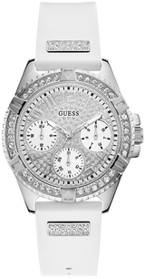 Guess Frontier Diamonds Silver Dial White Rubber Strap Watch For Women - W1160L4 Buy Now By Guess