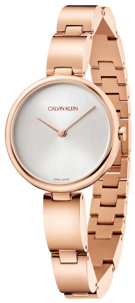 Shop Calvin Klein Wavy White Dial Rose Gold Steel Strap Watch for Women - K9U23646 in USA
