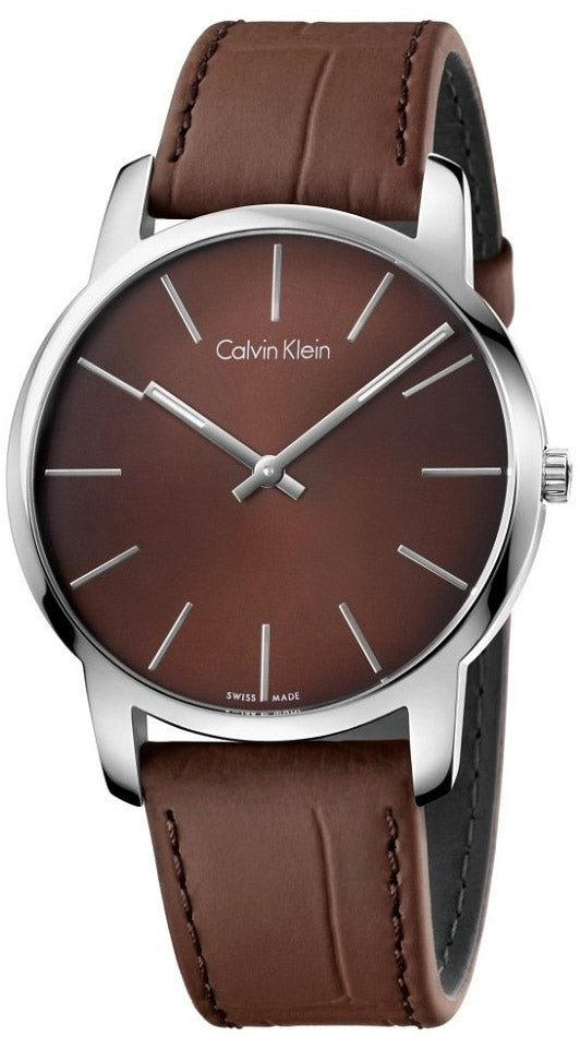 Calvin Klein City Brown Dial Brown Leather Strap Watch for Men - K2G211GK Buy Now By Calvin Klein