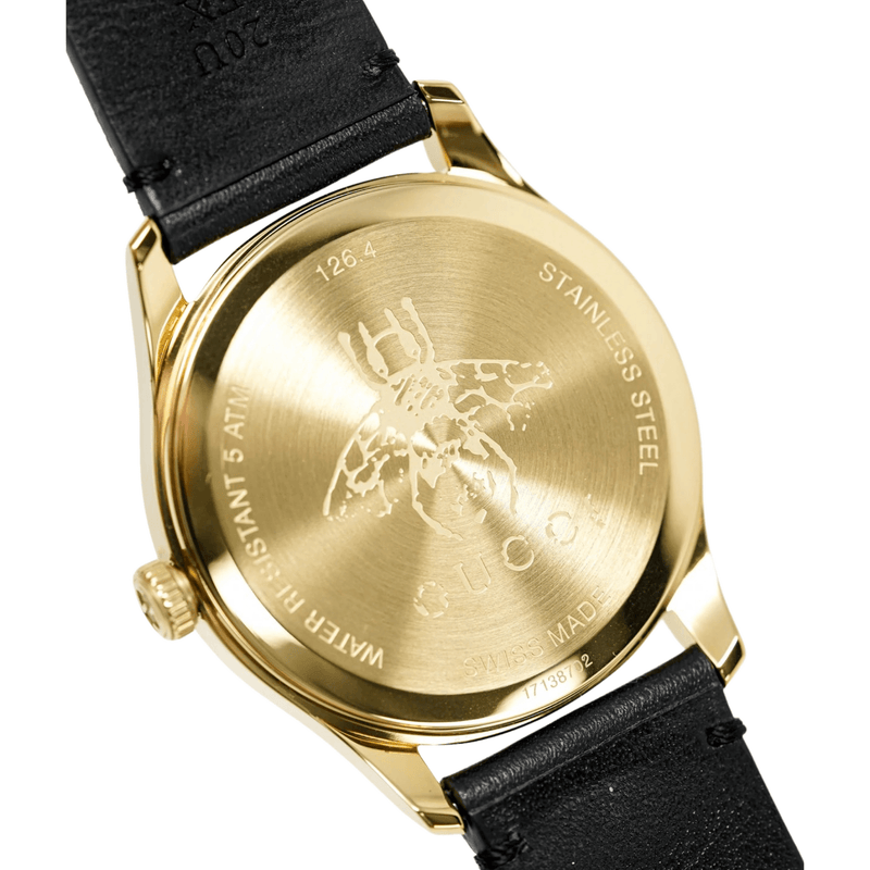 Gucci G Timeless Bee Motif Black Dial Black Leather Strap Watch For Women - YA1264055 Buy Now By Gucci