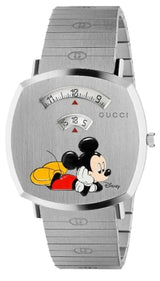 Shop Gucci Grip Disney Mickey Mouse Silver Dial Silver Steel Strap Watch For Women - YA157418 in USA