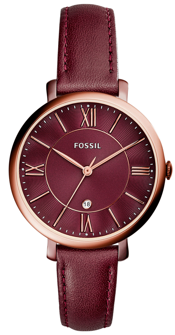 Fossil Jacqueline Burgundy Dial Burgundy Leather Strap Watch for Women - ES4099 Buy Now By Fossil