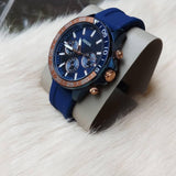 Fossil Bannon Multifunction Blue Dial Blue Silicone Strap Watch for Men - BQ2498 Buy Now By Fossil