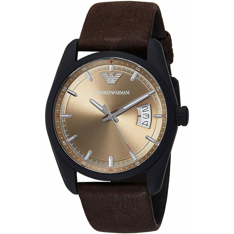 Emporio Armani Sportivo Chronograph Beige Dial Brown Leather Strap Watch For Men - AR6081 Buy Now By Emporio Armani