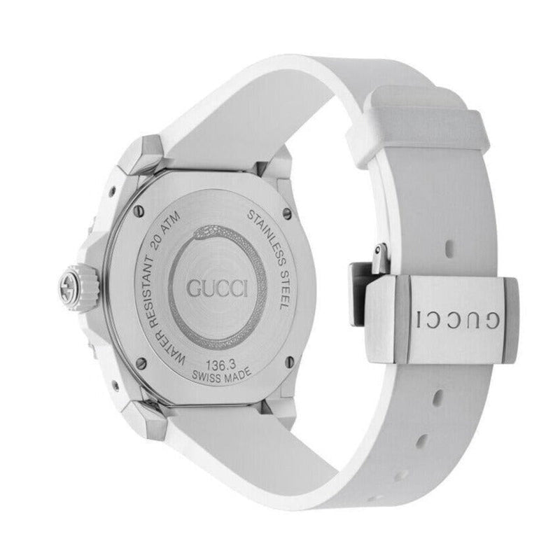 Shop Gucci Dive Tiger White Dial White Rubber Strap Watch For Men - YA136329 in USA