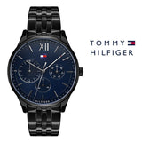 Shop Tommy Hilfiger Damon Quartz Chronograph Blue Dial Black Steel Strap Watch for Men - 1791454 in USA