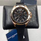 Shop Tommy Hilfiger Sport Multifunction Black Dial Black Rubber Strap Watch for Men - 1791145 in USA