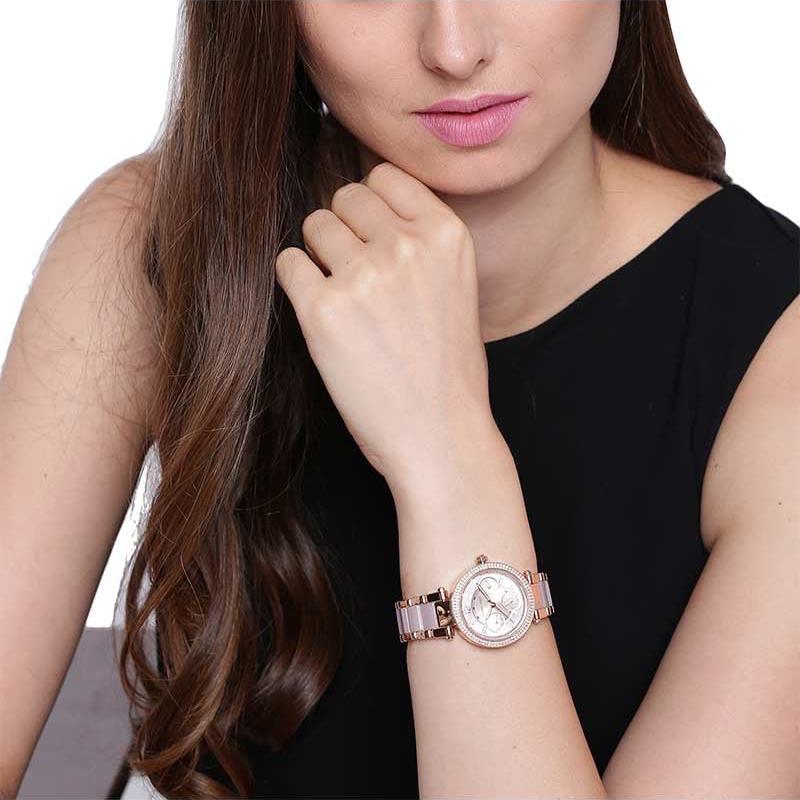 Michael Kors Parker Pink Dial Two Tone Steel Strap Watch for Women - MK6110 Buy Now By Michael Kors