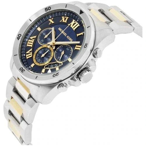Michael Kors Brecken Chronograph Blue Dial Two Tone Steel Strap Watch For Men - MK8437 Buy Now By Michael Kors