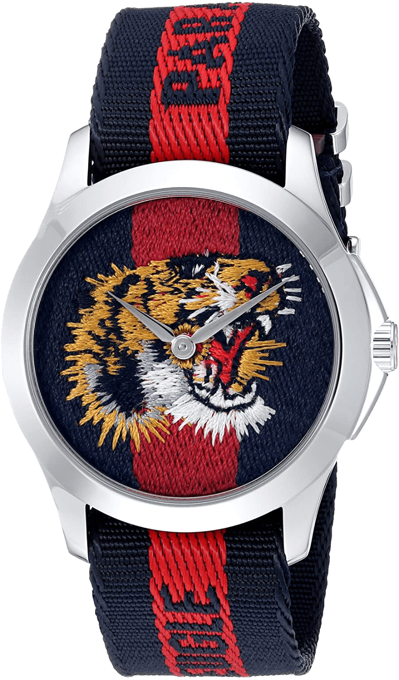Gucci G Timless Le Marche Des Merveilles Blue & Red Dial Blue & Red Nylon Strap Unisex Watch - YA126495 Buy Now By Gucci