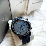 Emporio Armani Luigi Chronograph Black Dial Blue Rubber Strap Watch For Men - AR11023 Buy Now By Emporio Armani