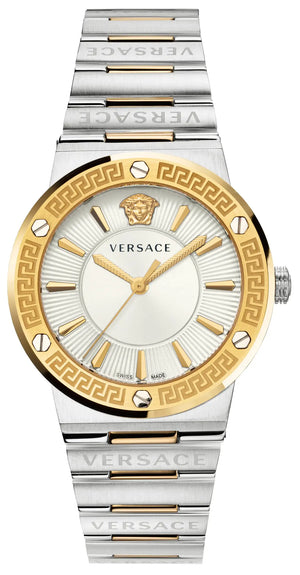 Versace Hellenyium Silver Dial Two Tone Steel Strap Watch for Women - VEVH00620