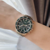 Fossil Bannon Multifunction Chronograph Green Dial Gold Steel Strap Watch for Men - BQ2493 Buy Now By Fossil